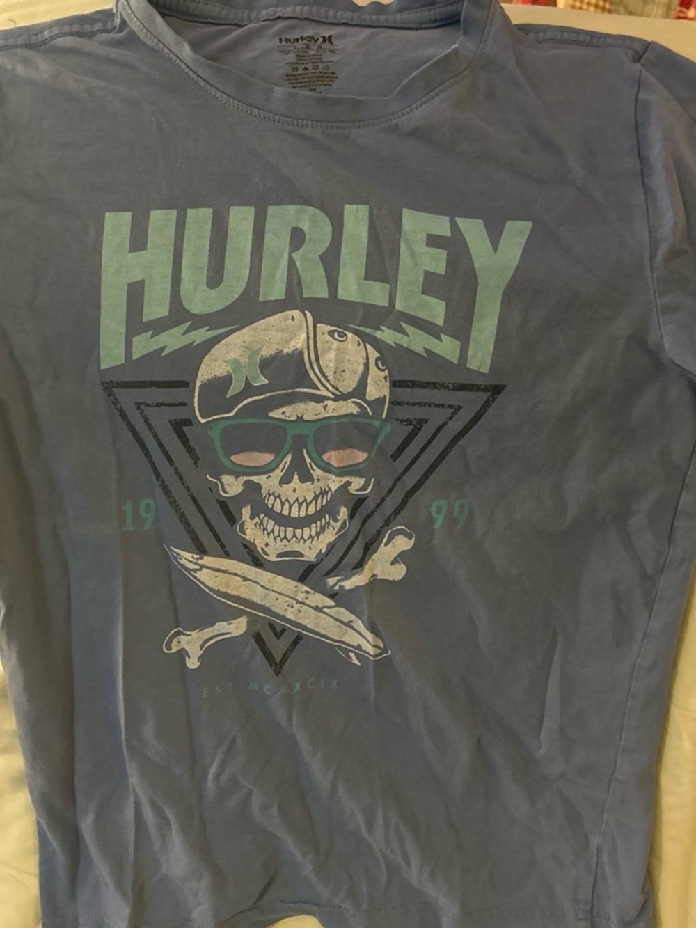 Boys Hurley Skull Graphic Tee in Slate Blue
